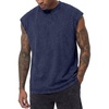 image:imageJMIERR Mens 100 Cotton Sleeveless Tank Tops Cut Off Muscle Gym T Shirts Casual Beach Loose Fit TeesNavy Blue