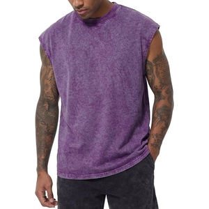 image:imageJMIERR Mens 100 Cotton Sleeveless Tank Tops Cut Off Muscle Gym T Shirts Casual Beach Loose Fit TeesPurple
