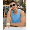 image:imageJMIERR Mens Drop Arm Tank Tops Sleeveless Cut Off Muscle Tee Shirts  Undershirt Lightweight Stretchy Bodybuilding Training Gym Workout Casual Summer Vocation06 Light Blue