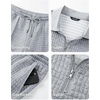 image:imageJMIERR Mens Summer Outfits 2 Piece Sets Waffle Vacation Outfits  Waffle Textured 14 Zip Polo Shirts Drawstring Pant Comfortable Cruise amp Beach Outfit LoungewearGrey