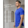 image:imageJMIERR Mens Muscle Fit V Neck T Shirt Short Sleeve Workout Tee  Slim Fit Textured Ribbed Fabric Longline Curved Hem Stretch Comfort Casual Summer Fitted Tops for Athletic GymB Dark Blue