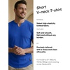 image:imageJMIERR Mens Muscle Fit V Neck T Shirt Short Sleeve Workout Tee  Slim Fit Textured Ribbed Fabric Longline Curved Hem Stretch Comfort Casual Summer Fitted Tops for Athletic GymB Blue 2