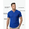 image:imageJMIERR Mens Muscle Fit V Neck T Shirt Short Sleeve Workout Tee  Slim Fit Textured Ribbed Fabric Longline Curved Hem Stretch Comfort Casual Summer Fitted Tops for Athletic GymB Blue 2