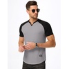 image:imageJMIERR Mens Muscle Fit V Neck T Shirt Short Sleeve Workout Tee  Slim Fit Textured Ribbed Fabric Longline Curved Hem Stretch Comfort Casual Summer Fitted Tops for Athletic GymC Grey  Black