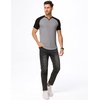 image:imageJMIERR Mens Muscle Fit V Neck T Shirt Short Sleeve Workout Tee  Slim Fit Textured Ribbed Fabric Longline Curved Hem Stretch Comfort Casual Summer Fitted Tops for Athletic GymC Grey  Black