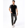 image:imageJMIERR Mens Muscle Fit V Neck T Shirt Short Sleeve Workout Tee  Slim Fit Textured Ribbed Fabric Longline Curved Hem Stretch Comfort Casual Summer Fitted Tops for Athletic GymC Black  Grey
