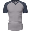 image:imageJMIERR Mens Muscle Fit V Neck T Shirt Short Sleeve Workout Tee  Slim Fit Textured Ribbed Fabric Longline Curved Hem Stretch Comfort Casual Summer Fitted Tops for Athletic GymC Light Grey  Blue