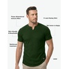 image:imageJMIERR Mens Muscle Fit V Neck T Shirt Short Sleeve Workout Tee  Slim Fit Textured Ribbed Fabric Longline Curved Hem Stretch Comfort Casual Summer Fitted Tops for Athletic GymArmy Green