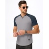 image:imageJMIERR Mens Muscle Fit V Neck T Shirt Short Sleeve Workout Tee  Slim Fit Textured Ribbed Fabric Longline Curved Hem Stretch Comfort Casual Summer Fitted Tops for Athletic GymC Light Grey  Blue