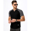 image:imageJMIERR Mens Muscle Fit V Neck T Shirt Short Sleeve Workout Tee  Slim Fit Textured Ribbed Fabric Longline Curved Hem Stretch Comfort Casual Summer Fitted Tops for Athletic GymC Black  Grey