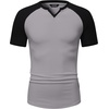 image:imageJMIERR Mens Muscle Fit V Neck T Shirt Short Sleeve Workout Tee  Slim Fit Textured Ribbed Fabric Longline Curved Hem Stretch Comfort Casual Summer Fitted Tops for Athletic GymC Grey  Black