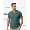 image:imageJMIERR Mens Muscle Fit V Neck T Shirt Short Sleeve Workout Tee  Slim Fit Textured Ribbed Fabric Longline Curved Hem Stretch Comfort Casual Summer Fitted Tops for Athletic GymA Green