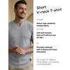 image:imageJMIERR Mens Muscle Fit V Neck T Shirt Short Sleeve Workout Tee  Slim Fit Textured Ribbed Fabric Longline Curved Hem Stretch Comfort Casual Summer Fitted Tops for Athletic GymA Grey2
