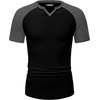 image:imageJMIERR Mens Muscle Fit V Neck T Shirt Short Sleeve Workout Tee  Slim Fit Textured Ribbed Fabric Longline Curved Hem Stretch Comfort Casual Summer Fitted Tops for Athletic GymC Black  Grey