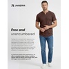 image:imageJMIERR Mens Muscle Fit V Neck T Shirt Short Sleeve Workout Tee  Slim Fit Textured Ribbed Fabric Longline Curved Hem Stretch Comfort Casual Summer Fitted Tops for Athletic GymB Dark Brown