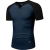 image:imageJMIERR Mens Muscle Fit V Neck T Shirt Short Sleeve Workout Tee  Slim Fit Textured Ribbed Fabric Longline Curved Hem Stretch Comfort Casual Summer Fitted Tops for Athletic GymC Blue  Black