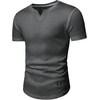 image:imageJMIERR Mens Muscle Fit V Neck T Shirt Short Sleeve Workout Tee  Slim Fit Textured Ribbed Fabric Longline Curved Hem Stretch Comfort Casual Summer Fitted Tops for Athletic GymPackwhiteGrey