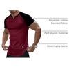 image:imageJMIERR Mens Muscle Fit V Neck T Shirt Short Sleeve Workout Tee  Slim Fit Textured Ribbed Fabric Longline Curved Hem Stretch Comfort Casual Summer Fitted Tops for Athletic GymC Red  Black
