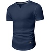 image:imageJMIERR Mens Muscle Fit V Neck T Shirt Short Sleeve Workout Tee  Slim Fit Textured Ribbed Fabric Longline Curved Hem Stretch Comfort Casual Summer Fitted Tops for Athletic GymPackwhiteBlue