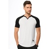 image:imageJMIERR Mens Muscle Fit V Neck T Shirt Short Sleeve Workout Tee  Slim Fit Textured Ribbed Fabric Longline Curved Hem Stretch Comfort Casual Summer Fitted Tops for Athletic GymC White  Black