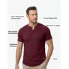 image:imageJMIERR Mens Muscle Fit V Neck T Shirt Short Sleeve Workout Tee  Slim Fit Textured Ribbed Fabric Longline Curved Hem Stretch Comfort Casual Summer Fitted Tops for Athletic GymA Red
