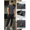 image:imageJMIERR Mens Muscle Fit V Neck T Shirt Short Sleeve Workout Tee  Slim Fit Textured Ribbed Fabric Longline Curved Hem Stretch Comfort Casual Summer Fitted Tops for Athletic GymPackwhiteGrey