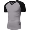 image:imageJMIERR Mens Muscle Fit V Neck T Shirt Short Sleeve Workout Tee  Slim Fit Textured Ribbed Fabric Longline Curved Hem Stretch Comfort Casual Summer Fitted Tops for Athletic GymC Grey  Black
