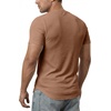 image:imageJMIERR Mens Muscle Fit V Neck T Shirt Short Sleeve Workout Tee  Slim Fit Textured Ribbed Fabric Longline Curved Hem Stretch Comfort Casual Summer Fitted Tops for Athletic GymA Brown