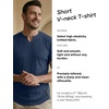 image:imageJMIERR Mens Muscle Fit V Neck T Shirt Short Sleeve Workout Tee  Slim Fit Textured Ribbed Fabric Longline Curved Hem Stretch Comfort Casual Summer Fitted Tops for Athletic GymA Blue