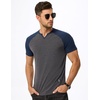 image:imageJMIERR Mens Muscle Fit V Neck T Shirt Short Sleeve Workout Tee  Slim Fit Textured Ribbed Fabric Longline Curved Hem Stretch Comfort Casual Summer Fitted Tops for Athletic GymC Grey  Blue