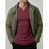 image:imageJMIERR Mens Muscle Fit V Neck T Shirt Short Sleeve Workout Tee  Slim Fit Textured Ribbed Fabric Longline Curved Hem Stretch Comfort Casual Summer Fitted Tops for Athletic GymA Red