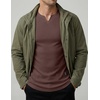 image:imageJMIERR Mens Muscle Fit V Neck T Shirt Short Sleeve Workout Tee  Slim Fit Textured Ribbed Fabric Longline Curved Hem Stretch Comfort Casual Summer Fitted Tops for Athletic GymB Dark Brown