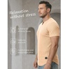 image:imageJMIERR Mens Muscle Fit V Neck T Shirt Short Sleeve Workout Tee  Slim Fit Textured Ribbed Fabric Longline Curved Hem Stretch Comfort Casual Summer Fitted Tops for Athletic GymA Khaki