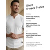 image:imageJMIERR Mens Muscle Fit V Neck T Shirt Short Sleeve Workout Tee  Slim Fit Textured Ribbed Fabric Longline Curved Hem Stretch Comfort Casual Summer Fitted Tops for Athletic Gym0 White