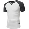 image:imageJMIERR Mens Muscle Fit V Neck T Shirt Short Sleeve Workout Tee  Slim Fit Textured Ribbed Fabric Longline Curved Hem Stretch Comfort Casual Summer Fitted Tops for Athletic GymC White  Grey