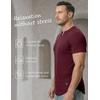 image:imageJMIERR Mens Muscle Fit V Neck T Shirt Short Sleeve Workout Tee  Slim Fit Textured Ribbed Fabric Longline Curved Hem Stretch Comfort Casual Summer Fitted Tops for Athletic GymA Red