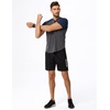 image:imageJMIERR Mens Muscle Fit V Neck T Shirt Short Sleeve Workout Tee  Slim Fit Textured Ribbed Fabric Longline Curved Hem Stretch Comfort Casual Summer Fitted Tops for Athletic GymC Grey  Blue