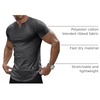 image:imageJMIERR Mens Muscle Fit V Neck T Shirt Short Sleeve Workout Tee  Slim Fit Textured Ribbed Fabric Longline Curved Hem Stretch Comfort Casual Summer Fitted Tops for Athletic GymA Grey1