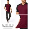 image:imageJMIERR Mens Muscle Fit V Neck T Shirt Short Sleeve Workout Tee  Slim Fit Textured Ribbed Fabric Longline Curved Hem Stretch Comfort Casual Summer Fitted Tops for Athletic GymC Red  Black