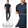 image:imageJMIERR Mens Muscle Fit V Neck T Shirt Short Sleeve Workout Tee  Slim Fit Textured Ribbed Fabric Longline Curved Hem Stretch Comfort Casual Summer Fitted Tops for Athletic GymC Blue  Black