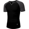 image:imageJMIERR Mens Muscle Fit V Neck T Shirt Short Sleeve Workout Tee  Slim Fit Textured Ribbed Fabric Longline Curved Hem Stretch Comfort Casual Summer Fitted Tops for Athletic GymC Black  Grey