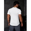 image:imageJMIERR Mens Muscle Fit V Neck T Shirt Short Sleeve Workout Tee  Slim Fit Textured Ribbed Fabric Longline Curved Hem Stretch Comfort Casual Summer Fitted Tops for Athletic GymPackwhiteWhite