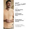 image:imageJMIERR Mens Muscle Fit V Neck T Shirt Short Sleeve Workout Tee  Slim Fit Textured Ribbed Fabric Longline Curved Hem Stretch Comfort Casual Summer Fitted Tops for Athletic GymA Khaki