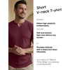 image:imageJMIERR Mens Muscle Fit V Neck T Shirt Short Sleeve Workout Tee  Slim Fit Textured Ribbed Fabric Longline Curved Hem Stretch Comfort Casual Summer Fitted Tops for Athletic GymA Red