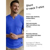 image:imageJMIERR Mens Muscle Fit V Neck T Shirt Short Sleeve Workout Tee  Slim Fit Textured Ribbed Fabric Longline Curved Hem Stretch Comfort Casual Summer Fitted Tops for Athletic GymB Dark Blue