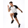 image:imageJMIERR Mens Muscle Fit V Neck T Shirt Short Sleeve Workout Tee  Slim Fit Textured Ribbed Fabric Longline Curved Hem Stretch Comfort Casual Summer Fitted Tops for Athletic GymC White  Black
