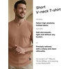 image:imageJMIERR Mens Muscle Fit V Neck T Shirt Short Sleeve Workout Tee  Slim Fit Textured Ribbed Fabric Longline Curved Hem Stretch Comfort Casual Summer Fitted Tops for Athletic GymA Brown
