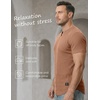 image:imageJMIERR Mens Muscle Fit V Neck T Shirt Short Sleeve Workout Tee  Slim Fit Textured Ribbed Fabric Longline Curved Hem Stretch Comfort Casual Summer Fitted Tops for Athletic GymA Brown