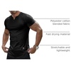 image:imageJMIERR Mens Muscle Fit V Neck T Shirt Short Sleeve Workout Tee  Slim Fit Textured Ribbed Fabric Longline Curved Hem Stretch Comfort Casual Summer Fitted Tops for Athletic Gym01 Black