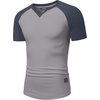 image:imageJMIERR Mens Muscle Fit V Neck T Shirt Short Sleeve Workout Tee  Slim Fit Textured Ribbed Fabric Longline Curved Hem Stretch Comfort Casual Summer Fitted Tops for Athletic GymC Light Grey  Blue